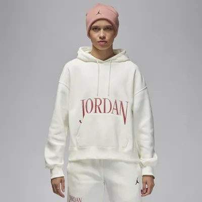 Jordan Womens Jordan Brooklyn Fleece Pullover - Womens Sail/Dune Red Size S