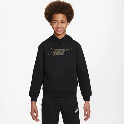 Nike Boys NSW Club SHNE Fleece Hoodie - Boys' Grade School Metallic Gold/Black