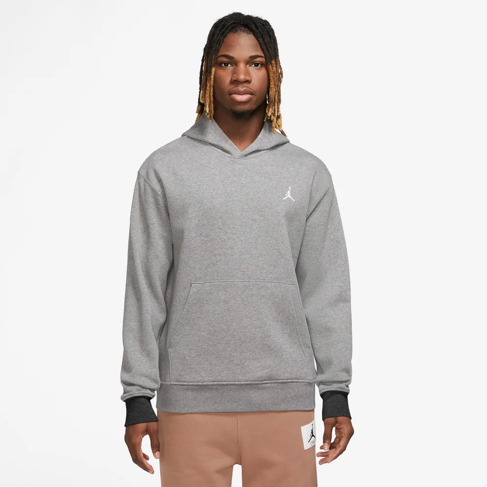 Jordan Mens Jordan Essential Fleece Pullover - Mens Carbon Heather/White Size S