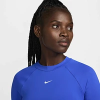 Nike Womens Nike Pro DF LS Baselayer - Womens Hyper Royal/White Size M