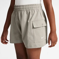 Nike Girls NSW Woven Cargo Shorts - Girls' Grade School Grey/White