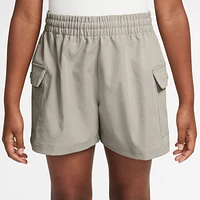 Nike Girls NSW Woven Cargo Shorts - Girls' Grade School Grey/White