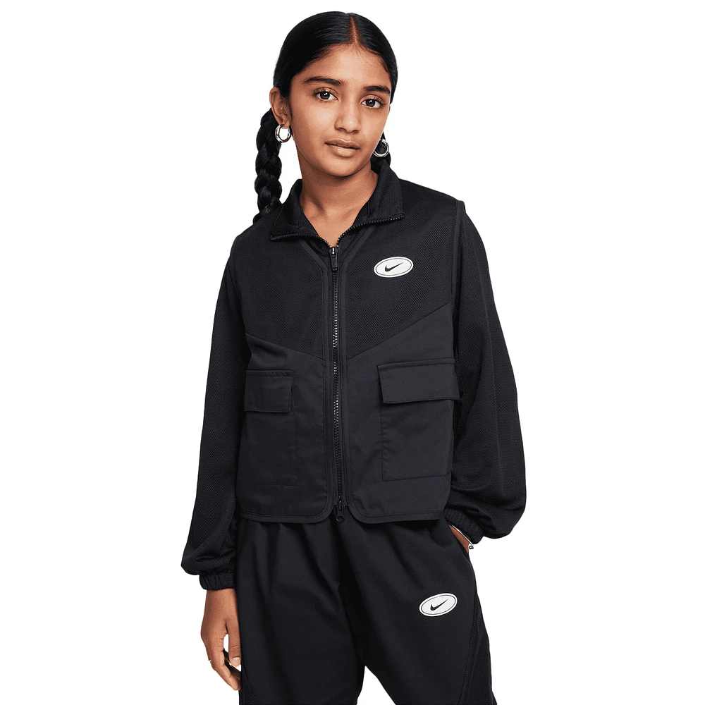 Nike Girls Nike NSW Dance Jacket-PD - Girls' Grade School Black/White Size M