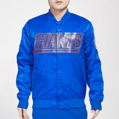 Pro Standard Mens Giants Big Logo Satin Jacket - Blue