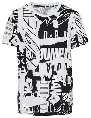 Jordan Boys Jordan Jumpman Flight AOP T-Shirt - Boys' Grade School White/Black Size M