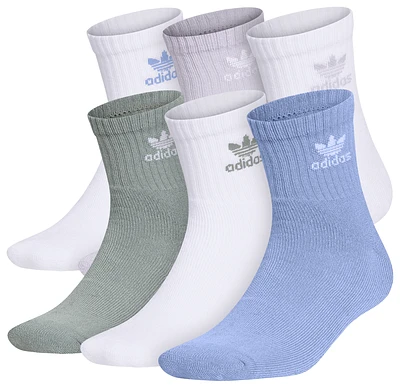 adidas Originals Mens adidas Originals Trefoil Color 6 Pack Quarter Socks - Mens Blue Dawn/Silver Dawn/Silver Green Size L