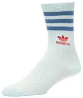 adidas Originals Boys adidas Originals Originals 3 Pack Crew Socks - Boys' Grade School Blue/Grey/White Size L