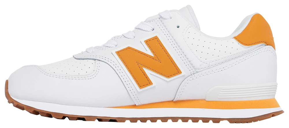 New Balance Boys New Balance 574 - Boys' Grade School Running Shoes White/Orange Size 04.0