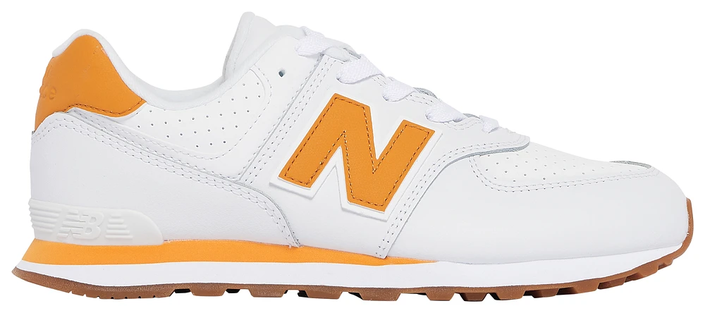 New Balance Boys New Balance 574 - Boys' Grade School Running Shoes White/Orange Size 04.0