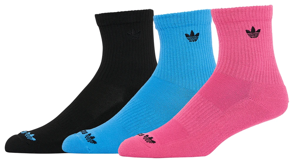 adidas Originals Mens adidas Originals Meta 3-Pack Crew Sock - Mens Pink/Black/Blue Size L