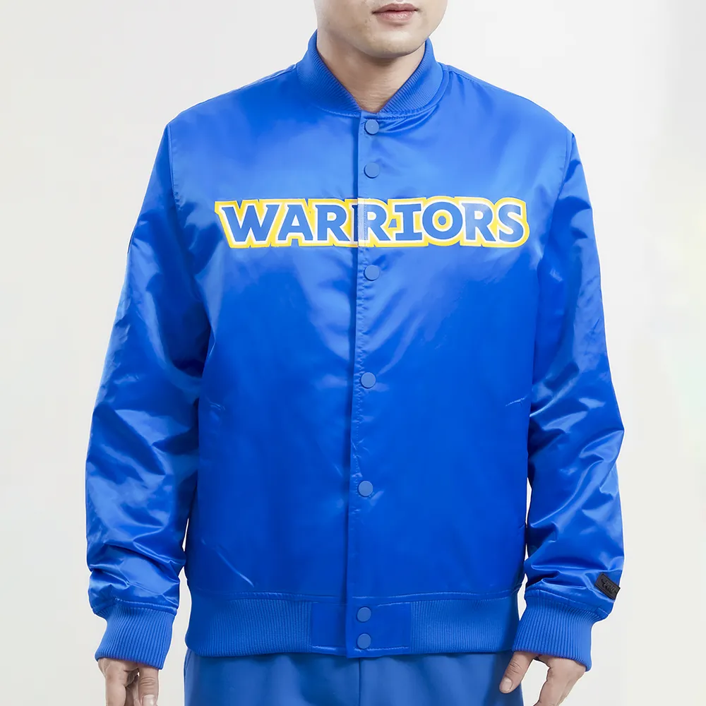 Pro Standard Mens Pro Standard Warriors Big Logo Satin Jacket