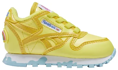 Reebok Girls Reebok Classic Leather - Girls' Toddler Shoes Yellow/Yellow/Blue Size 04.0