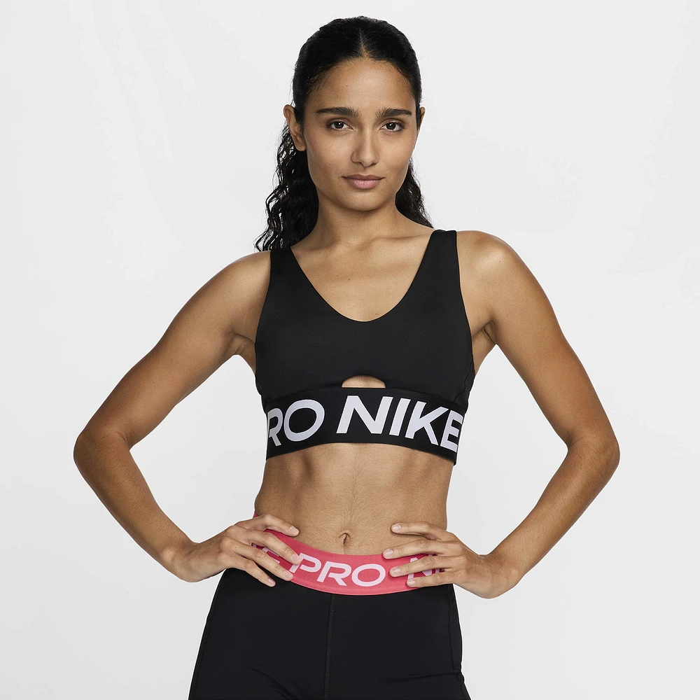 Nike Womens Pro Indy Plunge Bra Bold - Black/White/White