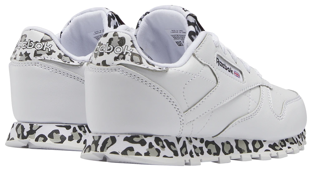 Reebok Girls Reebok Classic Leather Leopard - Girls' Preschool Shoes White/Black Size 03.0