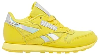 Reebok Girls Reebok Classic Leather - Girls' Preschool Running Shoes Yellow/Silver Size 02.5