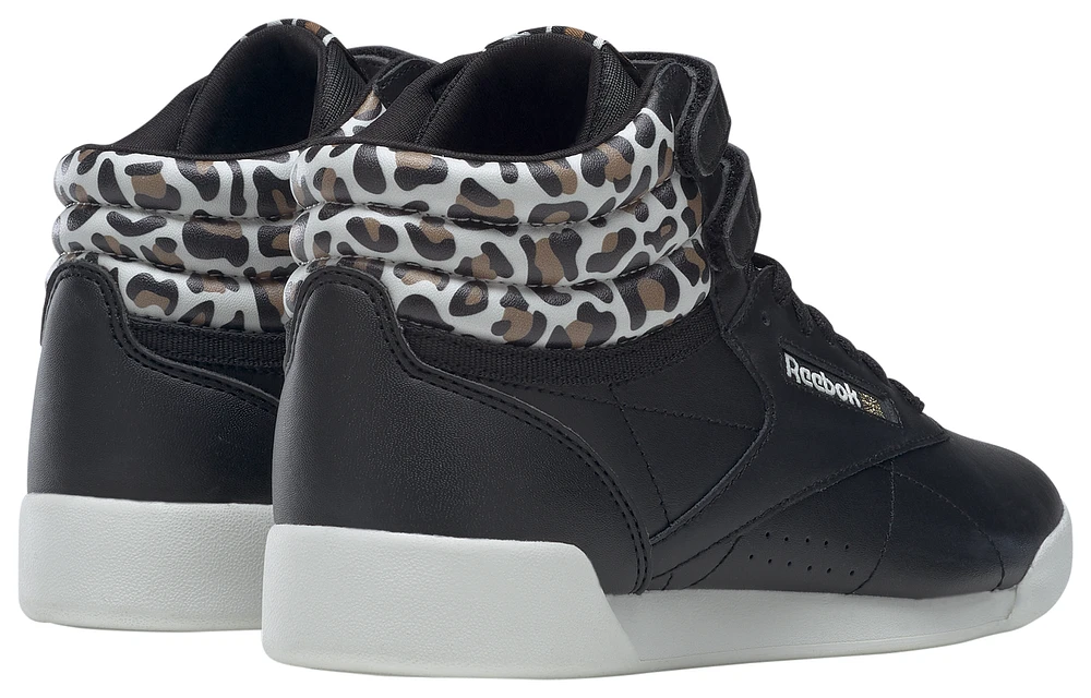 Reebok Girls Freestyle High Leopard - Girls' Grade School Basketball Shoes Black/Beige Tan