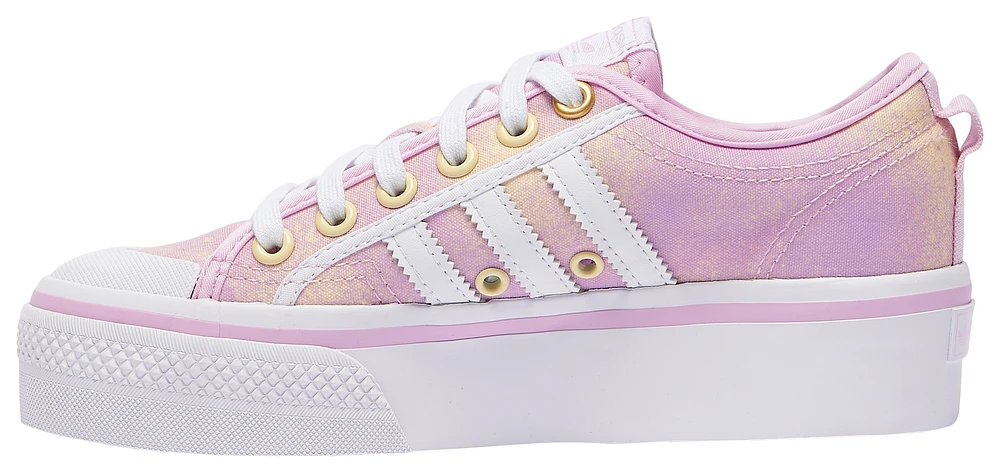 adidas Originals Girls adidas Originals Nizza Platform - Girls' Grade School Shoes Pink/Yellow/White Size 07.0