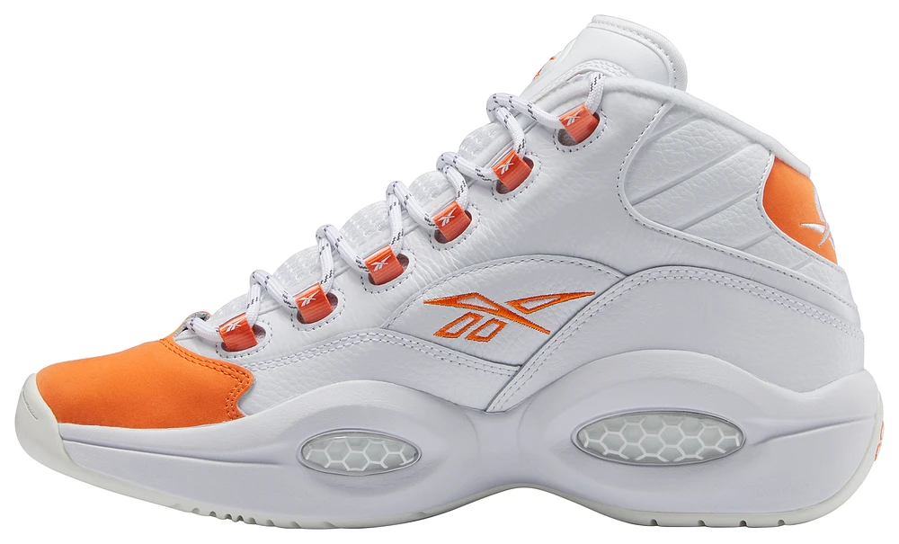 Reebok Mens Reebok Question Mid - Mens Basketball Shoes White/Orange Size 09.0