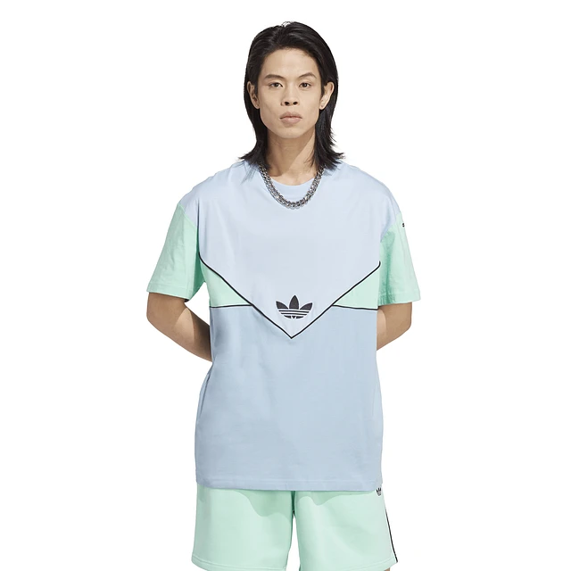 Adidas Originals Mens Adicolor T-Shirt Colorblock Mall Clear Green/Blue | - Dawn Pueblo