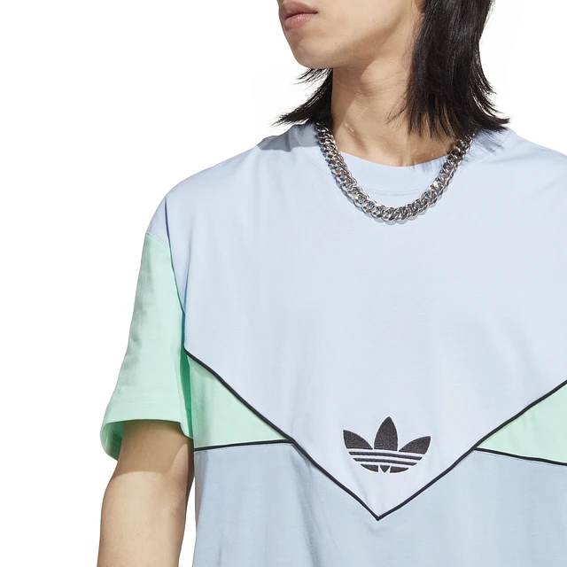 Adidas Originals Mens Green/Blue - Adicolor Colorblock Dawn Mall T-Shirt Clear | Pueblo