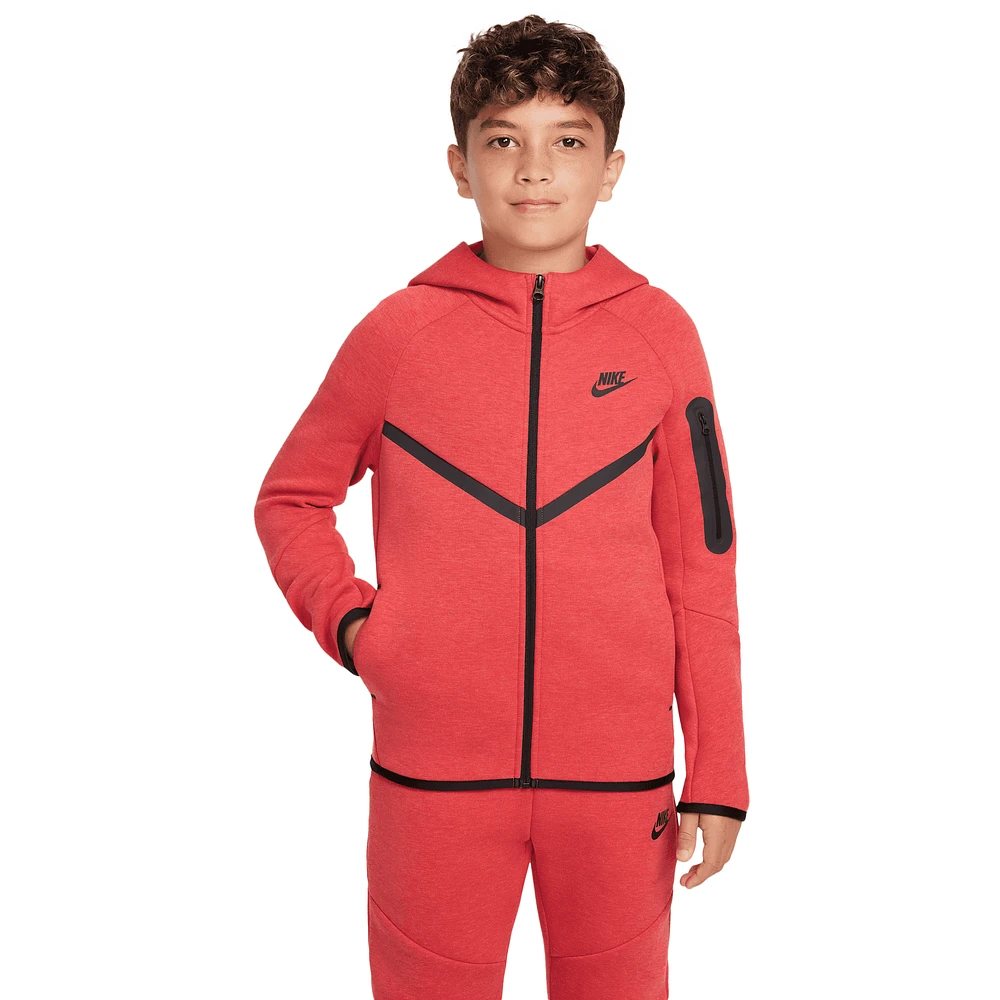 Nike Boys Tech Fleece Full-Zip - Boys' Grade School Red/Black