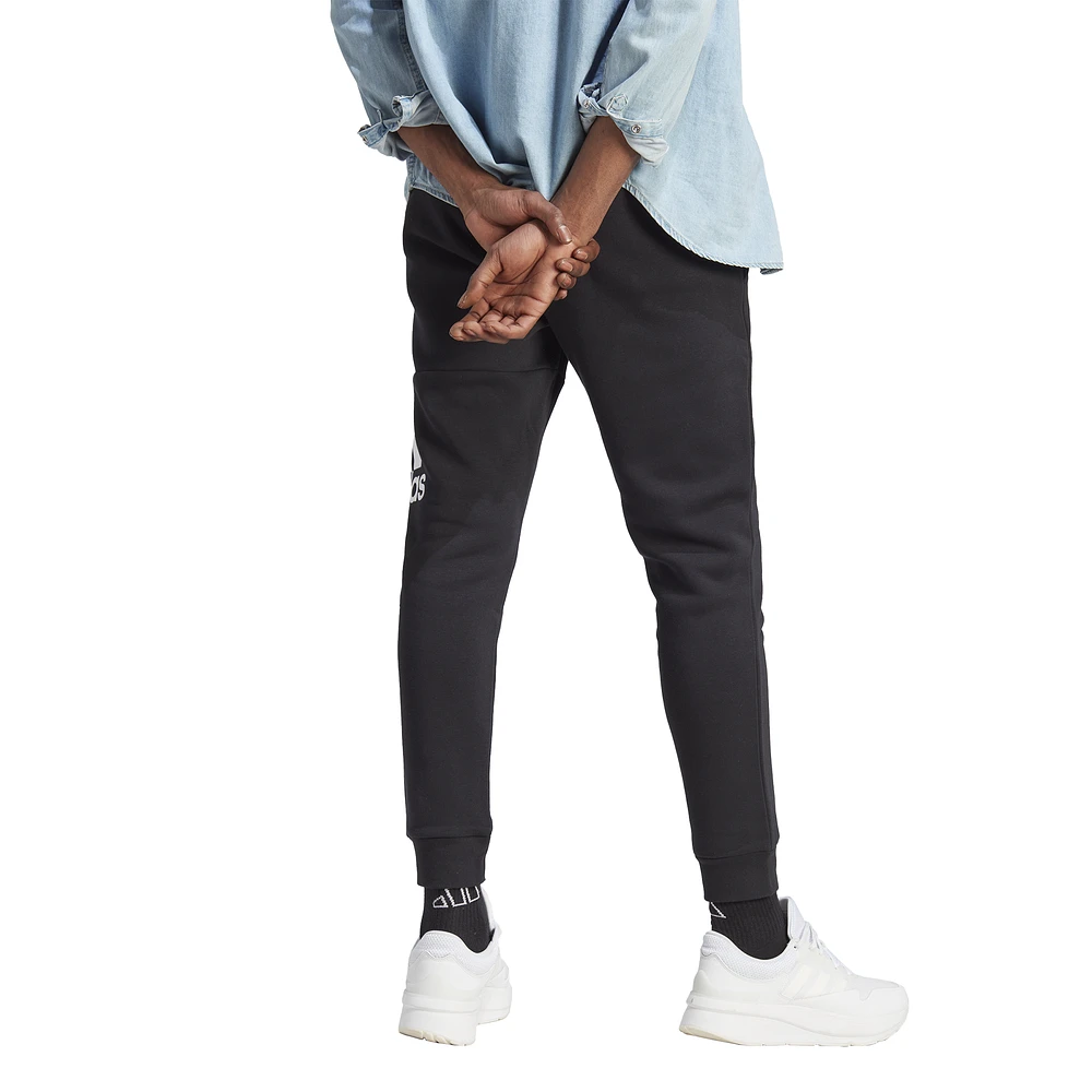 adidas Mens Essentials Fleece Tapered Cuff Big Logo Pants - Black