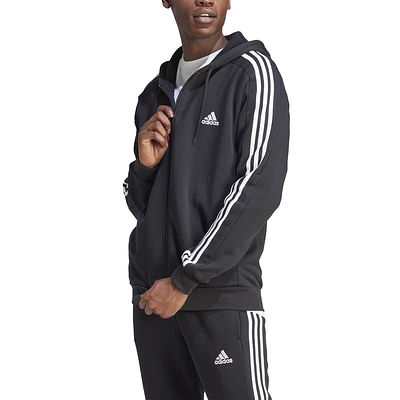 adidas Mens Essentials 3-Stripes Full-Zip Fleece Hoodie