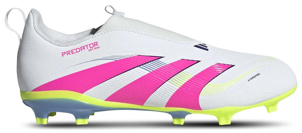 adidas Boys Predator League Laceless FG/MG - Boys' Grade School Soccer Shoes White/Lucid Lemon/Lucid Pink