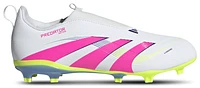 adidas Boys Predator League Laceless FG/MG - Boys' Grade School Soccer Shoes White/Lucid Lemon/Lucid Pink