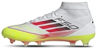 adidas Womens F50 Pro Mid Firm Ground - Soccer Shoes White/Lucid Red/Solar Yellow