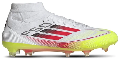 adidas Womens F50 Pro Mid Firm Ground - Soccer Shoes White/Lucid Red/Solar Yellow