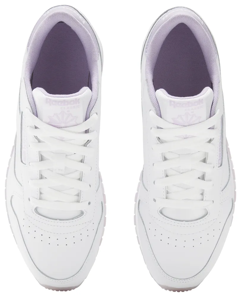 Reebok Womens Reebok Classic Leather - Womens Shoes Footwear White/Footwear White/Purple Oasis Size 06.5