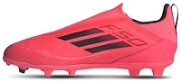 adidas Boys F50 League Laceless Firm/Multi-Ground - Boys' Grade School Soccer Shoes Turbo/Aurora Black/Platin Metallic