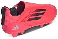 adidas Boys F50 League Laceless Firm/Multi-Ground - Boys' Grade School Soccer Shoes Turbo/Aurora Black/Platin Metallic