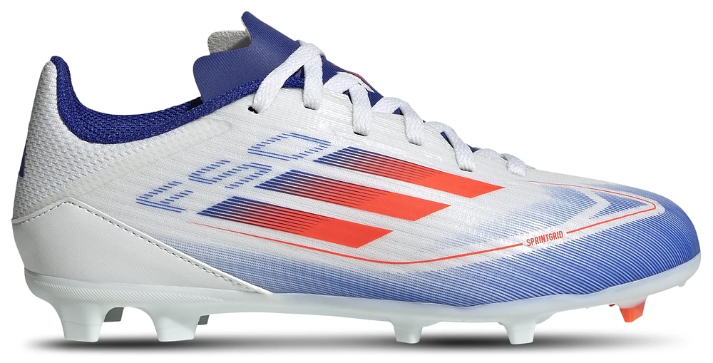 adidas Boys adidas F50 League FG - Boys' Grade School Soccer Shoes White/Solar Red/Lucid Blue Size 03.5