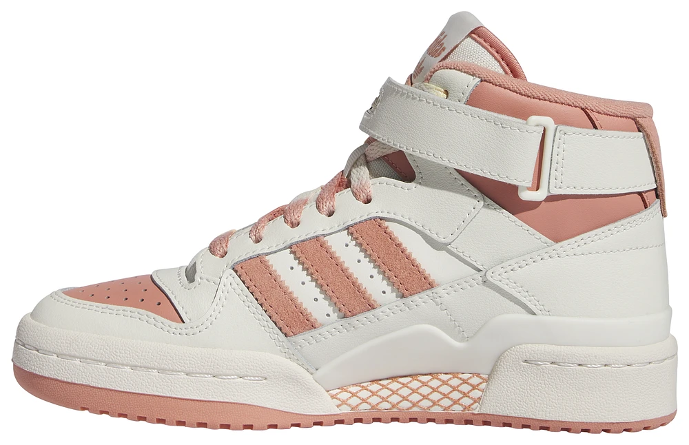 adidas Originals Boys Forum Mid J - Boys' Grade School Basketball Shoes Off White/Wonder Clay/Acid Orange