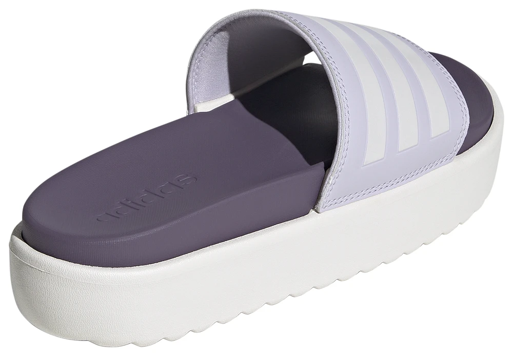 adidas Womens adidas Adilette Platform Slides - Womens Shoes Silver Dawn/Zero Metallic/Shadow Violet Size 09.0