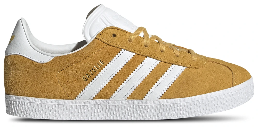 adidas Originals Girls Gazelle - Girls' Grade School Skate Shoes Preloved Yellow/Gold Metallic/White