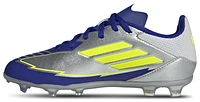 adidas Boys F50 League x Messi FG/MG - Boys' Grade School Soccer Shoes Silver Metallic/Solar Yellow/Lucid Blue