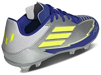 adidas Boys F50 League x Messi FG/MG - Boys' Grade School Soccer Shoes Silver Metallic/Solar Yellow/Lucid Blue