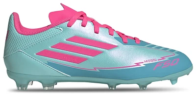 adidas Boys adidas F50 League x Messi FG/MG - Boys' Grade School Soccer Shoes Flash Aqua/Lucid Pink/Lucid Cyan Size 01.0