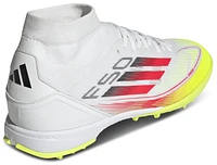 adidas Womens F50 League Mid Soccer Turf - Shoes White/Lucid Red/Solar Yellow