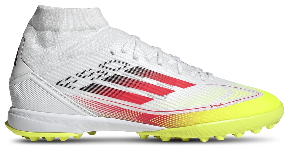 adidas Womens F50 League Mid Soccer Turf - Shoes White/Lucid Red/Solar Yellow