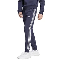 adidas Mens Essentials 3-Stripes Fleece Tapered Cuff Pants - Ink