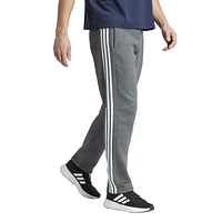 adidas Mens Essentials 3-Stripes Open Hem Fleece Pants - Dark Grey Heather