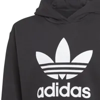 adidas Originals Girls Cropped Hoodie - Girls' Grade School White/Black