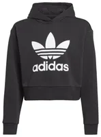 adidas Originals Girls Cropped Hoodie - Girls' Grade School White/Black