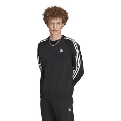 adidas Originals Mens 3 Stripe Fleece Crew - White/Black