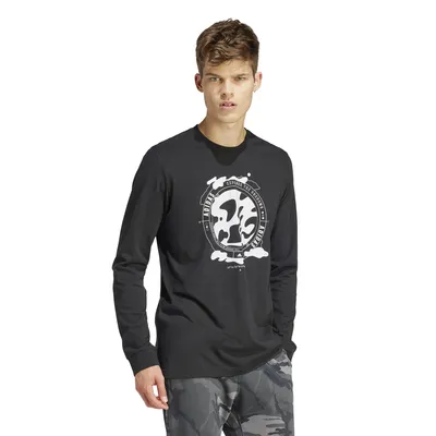 adidas Mens City Escape Torn Camo Long-Sleeve T-Shirt - Black