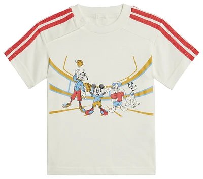 adidas Boys adidas Disney Mickey Mouse T-Shirt - Boys' Toddler Off White/Bright Red/Multicolor Size 2T